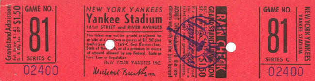 Mickey Mantle Last Game Yankee Stdium  Last Career Hit 2415