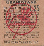 1947 to Present Yankee Logo Ticket Stub