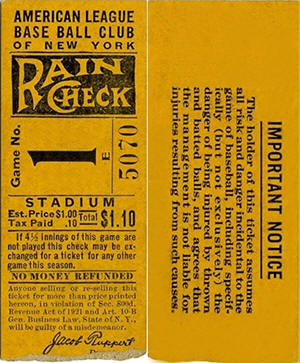 1927 Yankees Stadium Admission Ticket Stub