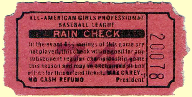 1944-1949 AAGPBL Grand Rapids Chicks Ticket