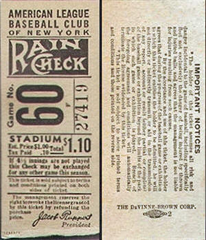 1938 Yankees Stadium Admission Ticket Stub
