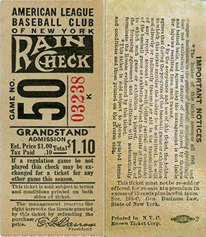 1942 Yankees Grandstand Ticket Stub