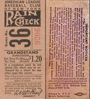 1945 Yankees Grandstand Ticket Stub