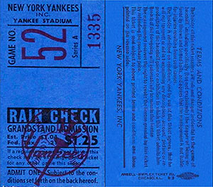 1952 Yankees Grandstand Ticket Stub