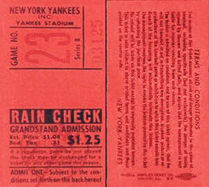 1953 yankees Grandstand ticket stub