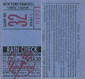 1961 yankees Grandstand ticket stub