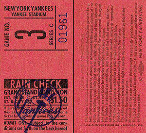 1968 Yankees Grandstand Ticket Stub
