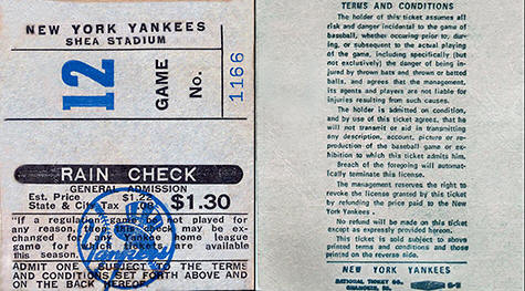 1974 Yankees General Admission ticket stub