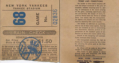 1976 Yankees General Admission Ticket Stub