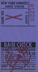 1961 Yankees Grandstand Ticket No. X