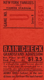 1953 Yankees Game No. U Grandstand Ticket Stub