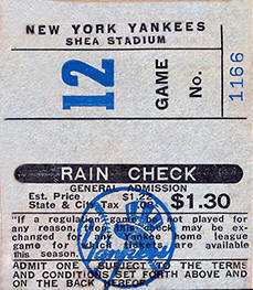 1974 Yankees Shea Stadiun General Admission