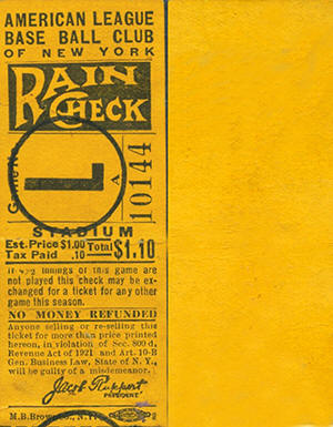 1923 Yankees Stadium Admission Ticket Stub Series A