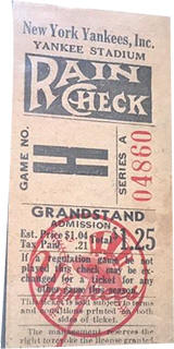 1948 Yankees Game No. H Grandstand Ticket Stub