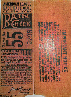 1928 Yankees Stadium Admissin Ticket Stub