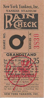 1948 Yankees Game No. Q Grandstand Ticket Stub