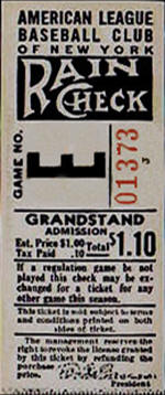 1941 Yankees Game No. E Grandstand ticket Stub