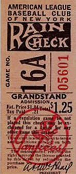 1946 Yankees Gane No. 16A Grandstand Ticket Stub