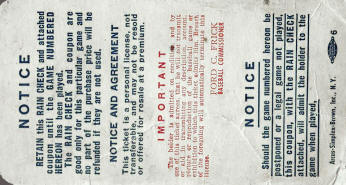 1952 World Series Ebbets Field Ticket Stub Back