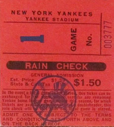 1977  Yankees General Admission Ticket Stub