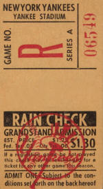 1959 Yankees Game No. R Grandstand Ticket Stub