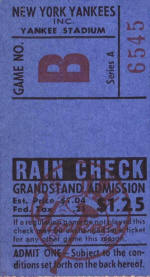 1952 Yankees Game No. B Grandstand Ticket Stub