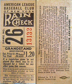 1945 Yankees ticket stub