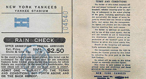 1979 Yankees General Admission Ticket Stub