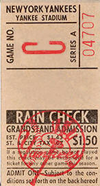 1967 Yankees Game No. C Grandstand Ticket Stub