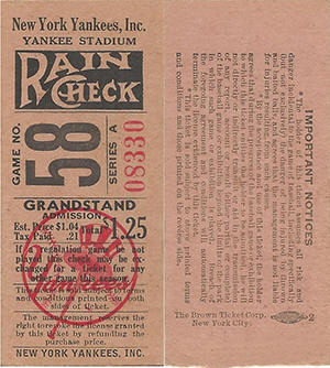 1948 Yankees Grandstand ticket stub
