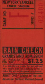 1954 Yankees Game No. F Grandstand Ticket Stub