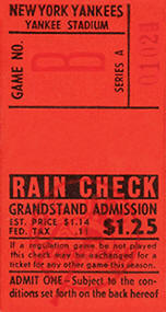 1954 Yankee Game No. B Grandstand Ticket Stub
