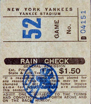 1973 Yankees General Admission Ticket Stub