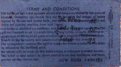1954 Ticket Stub with price adjustment stamp