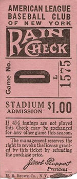 1932 Yankees Game N0. D Stadium Admission Ticket Stub