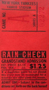 1954 Yankees Game No. A Grandstand Ticket Stub