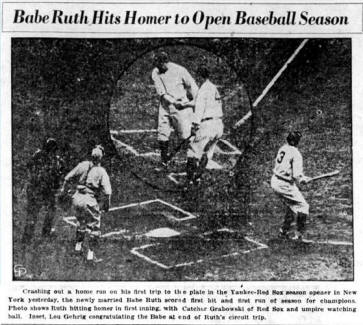 Babe Ruth Hit's First Home Run wearing uniform number 3