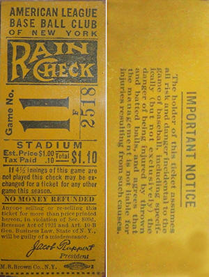 1928 Yankees Stadium Admissin Ticket Stub