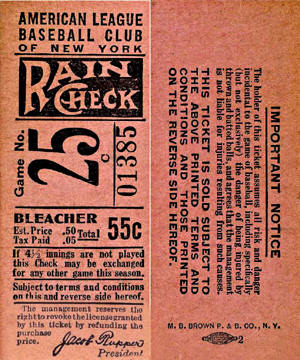 1935 Yankees Bleacher Ticket Stub