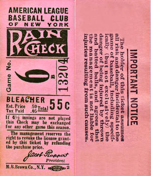 1934 Yankees Bleacher Ticket Stub
