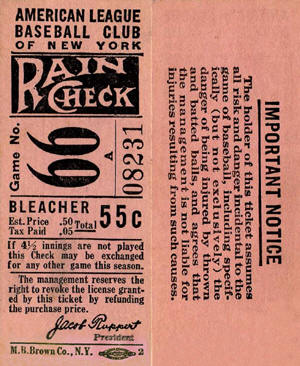 1933 Yankees Bleacher Ticket Stub (series A)