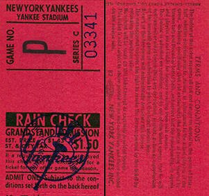 1968 Yankees Grandstand Ticket Stub Mickey Mantle HR 536