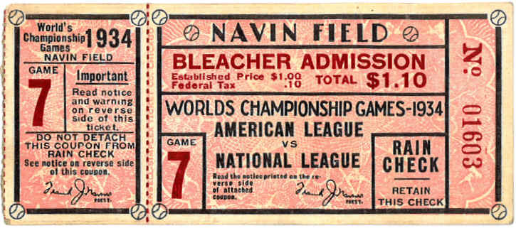 Vintage Baseball Ticket