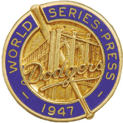 Brooklyn Dodgers 1947 World Series Press Pin