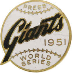 New York Giants 1951 World Series Press Pin