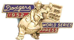 Brooklyn Dodgers 1952 World Series Press pin
