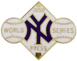 New York Yankees 1958 World Series Press Pin