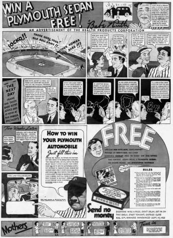 1933 Feen-A-Mint Free Babe Ruth Mask Ad