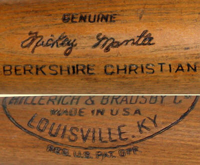 Mickey Mantle Louisville Slugger K55 College Baseball Bat