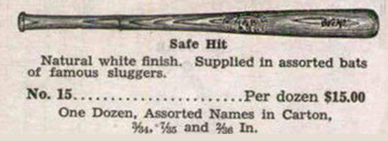 1932 H&B Safe Hit Baseball Bat